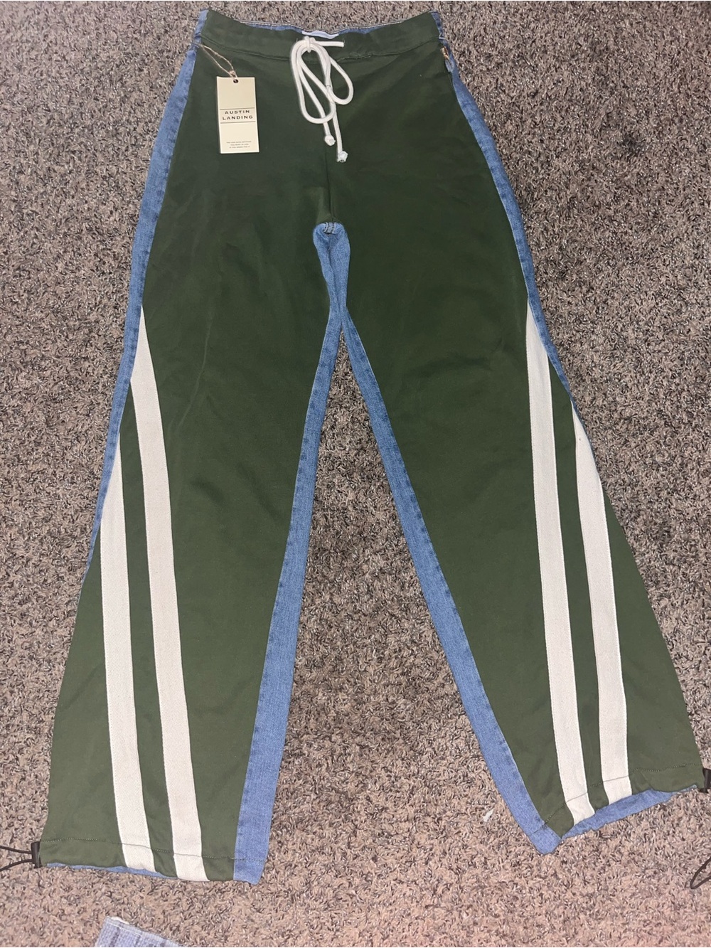 Austin landing Olive Green Stripe Track Pants/jeans hybrid pants